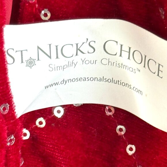 St Nick’s Choice Circle Velvet Christmas Tree Skirt Silver Embellishment Red 49" - Picture 3 of 5
